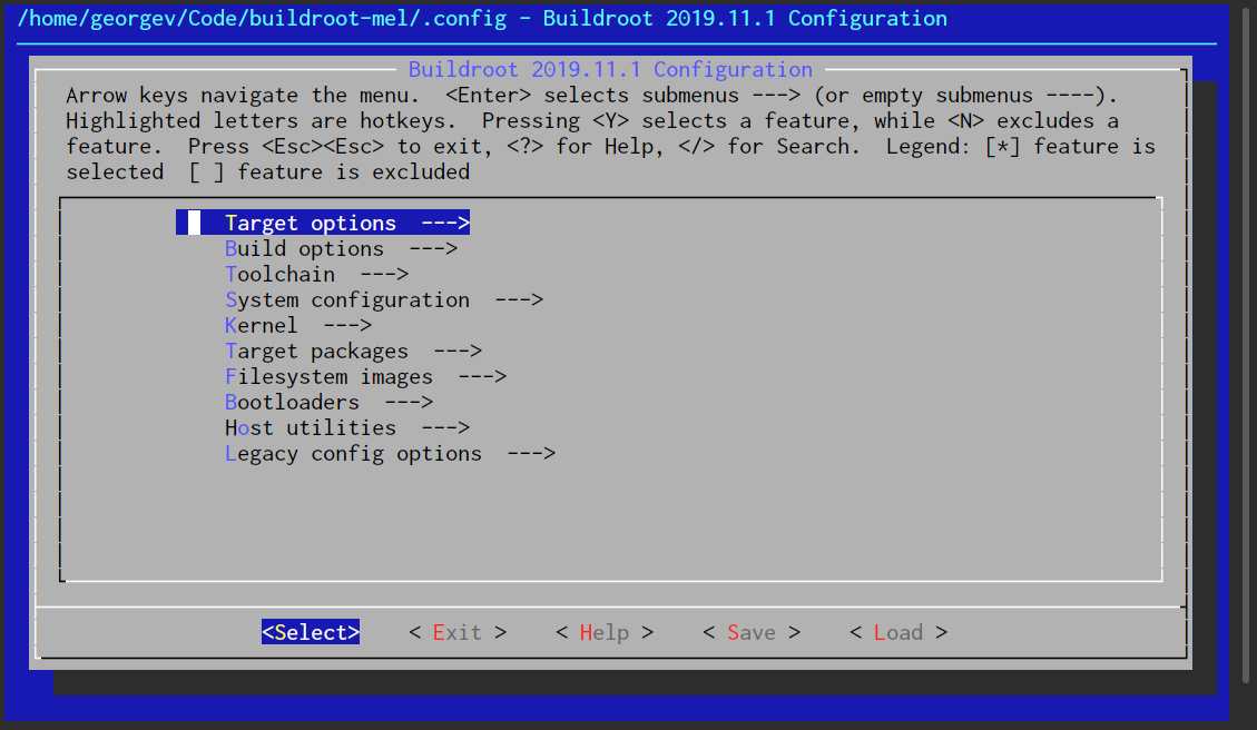 The menuconfig interface