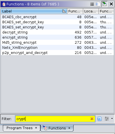 Functions matching crypt search